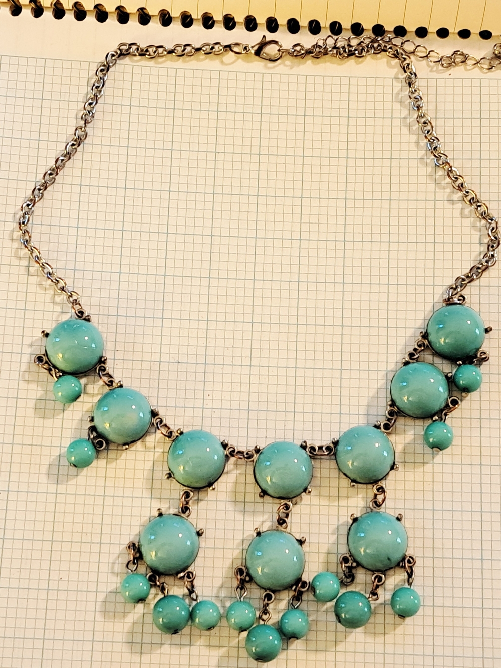 J. Crew Turquoise Bib Necklace with Silver-Tone Chain